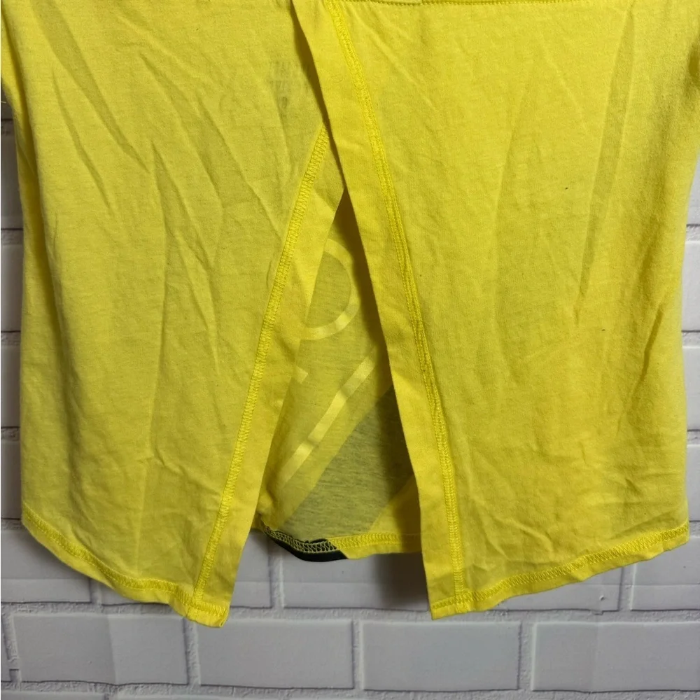 Justice Active Girls Yellow Black Graphic Athletic Top Built-In Sports Bra /Sz 8